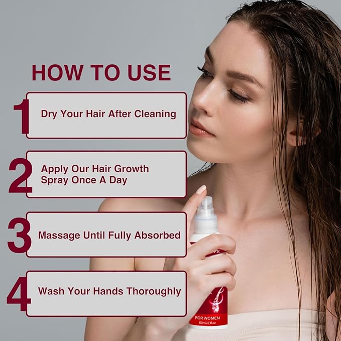 5% Minoxidil Spray for Women Hair Growth: Hair Regrowth Treatment for Thinning Hair and Hair Loss – Topical Hair Growth Serum for Women – 60ML x 2 Pack