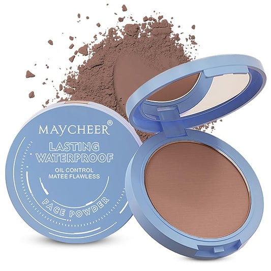 Maycheer Face Powder, Maycheer Setting Powder, Lasting Waterproof Oil Absorbing Pressed Powders Compact for Face (07# BROWN)