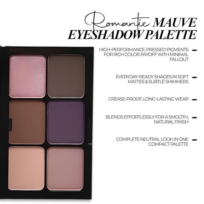 Starlight Eyeshadow Palette (Romantic Mauve) - 6 Highly Pigmented, Crease-Proof Matte & Shimmer Shades – Long-Lasting, Blendable & Buildable Pigments – Compact & Travel-Friendly