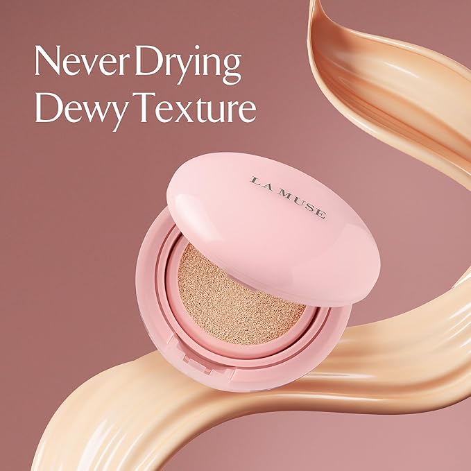 LA MUSE Glow Cushion Foundation No.22 Neutral Beige | Matches Your Skin Tone Perfectly | 65% Hyaluronic Acid Formula Moisturizes Dry Skin | Radiant Glow with Smooth Texture | Light to Medium Coverage