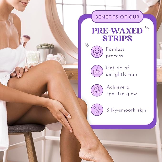 MOOM Express Wax Strips with Chamomile & Lavender, Hair Removal Kit with Finishing Oil – Legs, Bikini, Face & Body, 10 Double-Sided Strips (2 Pack), 40 Count