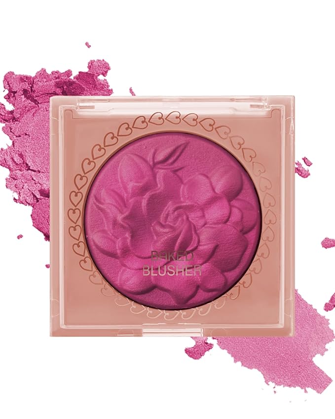 Baked Powder Blush, Lightweight Shimmery Highlight Blusher for Cheeks, Silky Smooth and Blendable Powder Blush Palette, Long-lasting All-Day Face Enhancing Makeup Color, Makeup Gift for Women Girls-03
