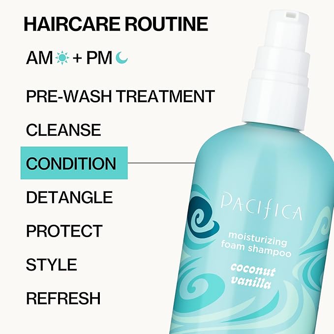 Pacifica Coconut Vanilla Moisturizing Foam Shampoo – Hydrating Foaming Shampoo for Dry, Dull or Damaged Hair, Lightweight Lather, Sulfate-Free Clean Beauty Vegan & Cruelty-Free Dermatologist Tested