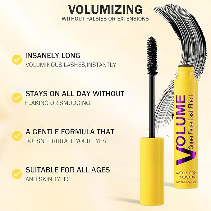 Bubble Mascara,Smudge-Proof,Clump-Proof, Waterproof Formula Creates Thick, Well-Defined Lashes and Enhances The Natural Look, Can be Layered to Boost Curl (2Pcs)