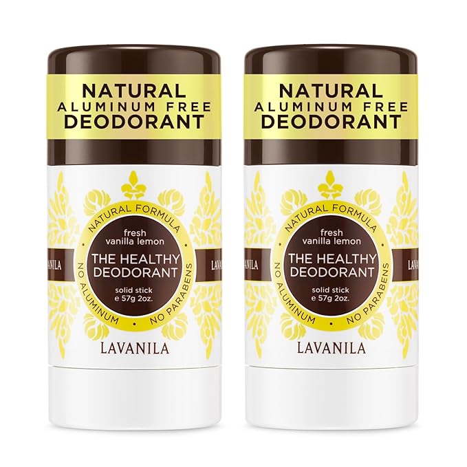 Lavanila Vanilla Lemon Deodorant for Women 2-Pack (2 Oz Each) - Natural Aluminum Free Solid Stick Deodorant, Made In USA, Vegan