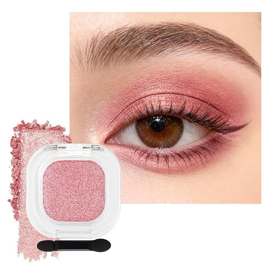 Erinde Rose Pink Single Eyeshadow Palette, Shimmer Cream Eye Shadow for Women, Blendable Long-Lasting Waterproof Eye Makeup Palette, High Pigment Powder Sombra De Ojos, 08 Icy Rose Glow