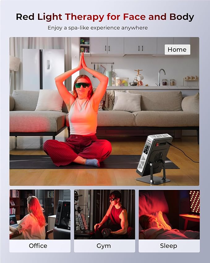 Red Light Therapy Panel with 7 Wavements - 78 LEDs 3+4 Chips, Blue Light, Red and Near Infrared Light Therapy Devices for Body and Face, Clinical Grade RLT Led Pad Great to Use at Home, Office, Gym