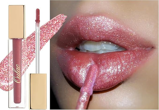 Oulac Shimmer Liquid Lipstick High-Shine Glitter Lip Gloss for Women Shimmer Non-Sticky Glossy Finish Liquid Lipstick Hydrating Lip Gloss Fuller-looking Lip Makeup Vegan & Cruelty-Free 08