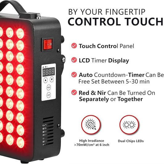 Red Light Therapy for Body 660/880 Panel, Near Infrared Light Therapy Panel, 60 Dual Chip LED Device with 300W of Power, Ideal for Face, Body, Improve Sleep, Skin Health, Includes Hanging Kit & Handle