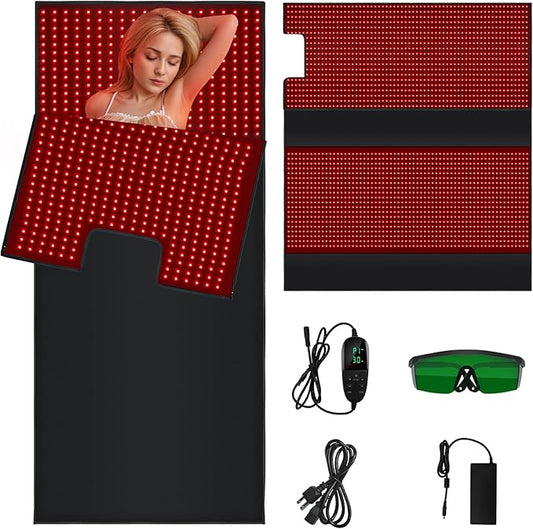 Red Light Therapy Full Body Device, Infrared Light Therapy Large Mat Sleeping Bag for Full Body Wrap, High Power 660nm&850nm 2520 LEDs Whole Body Therapy Blanket for Body Pain Relief, Energy Recovery