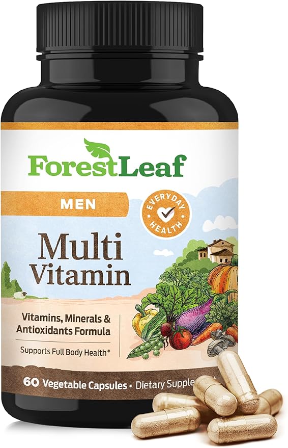 ForestLeaf Daily Vitamin Multivitamin for Men, Multi-Vitamin for Men - Mens Multivitamins & Multiminerals Supplement | All Essential Vitamins Needed for Health, Longevity & Energy | 60 Veg Caps