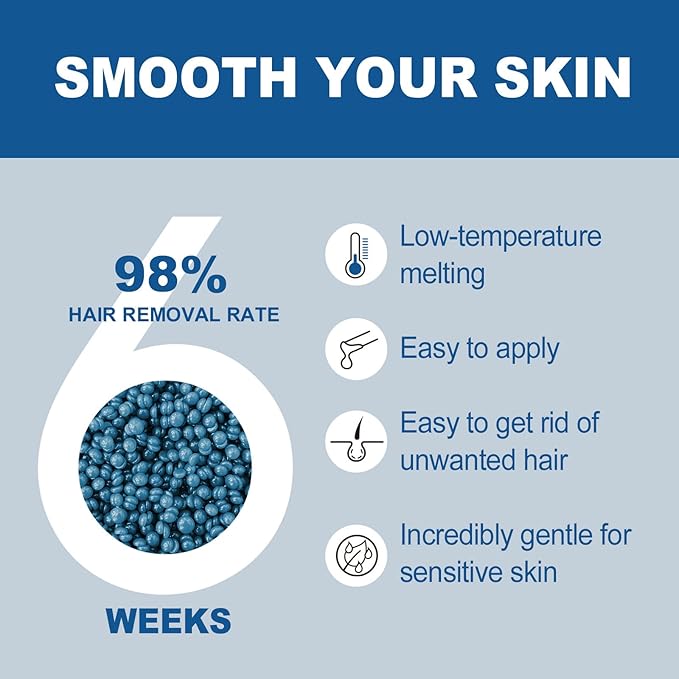 3lb Hard Wax Beads Bulk, Hypoallergenic Brazilian Waxing Bead, Unscented Sensitive Skin Stripless Wax Pellets, Coarse & Fine Hair Removal Wax Refill for Body, Face, Bikini Line, Underarm, Chest, Legs