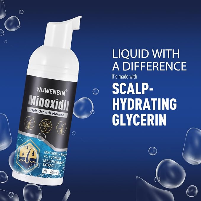 5% Minoxidil Hair Growth With Biotin: Minoxidil for Men and Women - Hair Growth Supports Thicker and Fuller Beard & Hair(2 Pack 4Oz For 4 Month Supply)