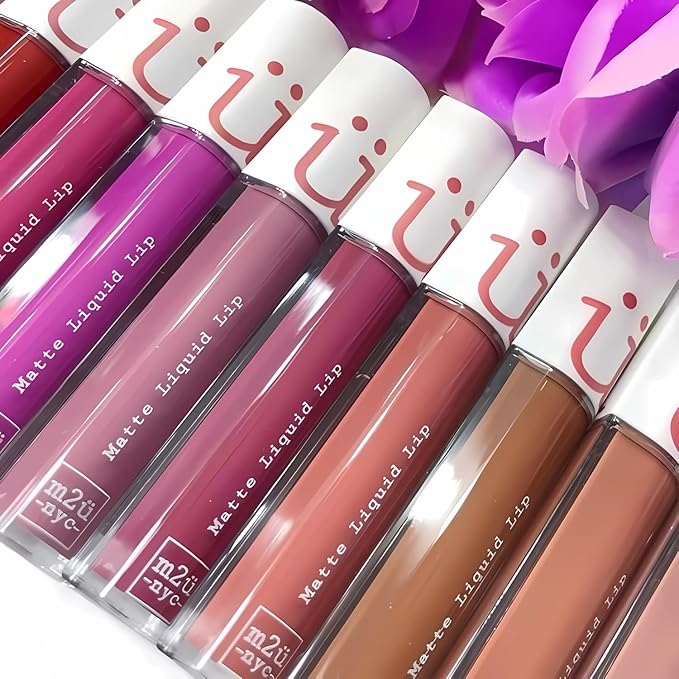 M2U NYC Red Purple Matte Liquid Lipstick – Long Lasting High Impact Color with Up to 17H Wear – Matte Lipstick for Women – No Budge, Lightweight Creamy Vegan Formula Infused with Jojoba Oil - (Plum)