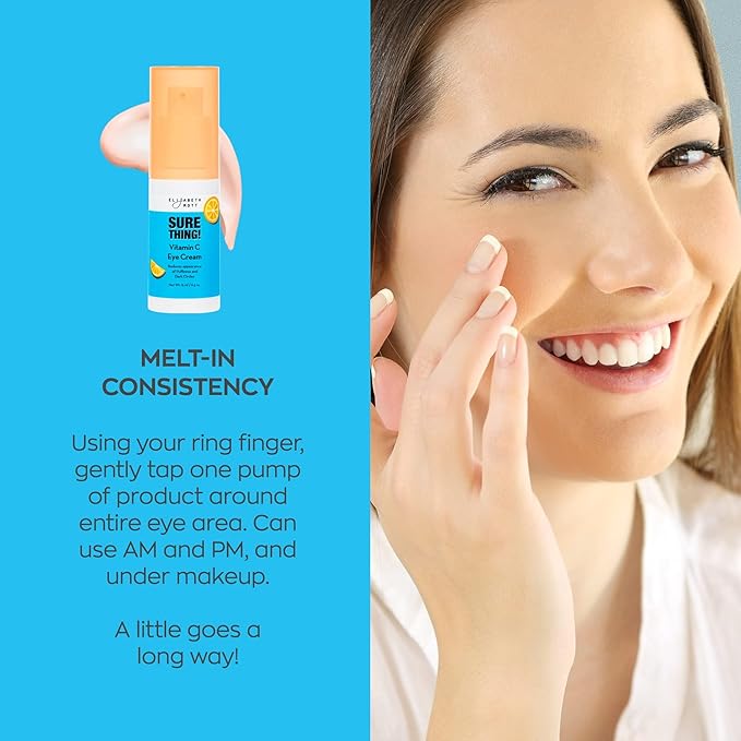 Elizabeth Mott Sure Thing Vitamin C Eye Cream – Hydrating & Brightening Eye Treatment for Dark Circles and Puffiness – Vegan, Fragrance-Free, Cruelty-Free Skincare – 15ml (0.5oz)