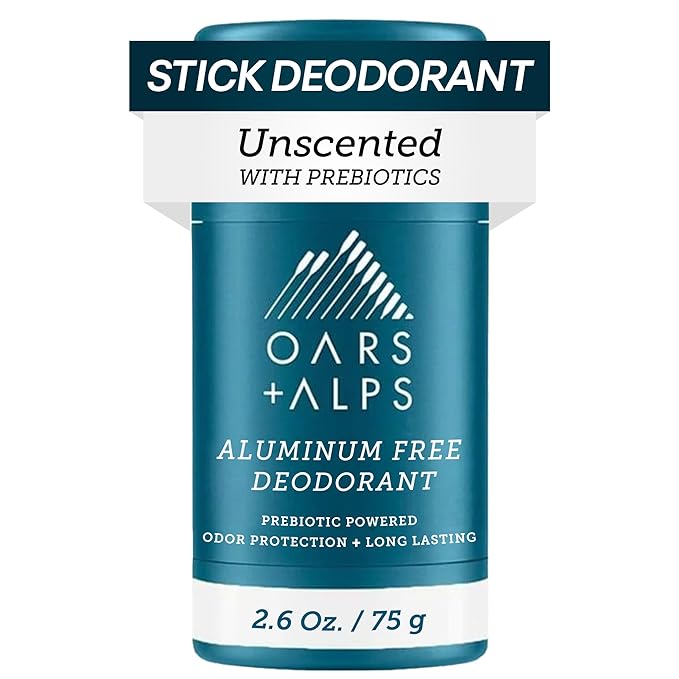 Oars + Alps Deodorant for Men & Women, Aluminum Free Deodorant for Men, Dermatologist Tested, Clean Ingredients, Vegan, Long Lasting, Unscented, 1pk, 2.6oz