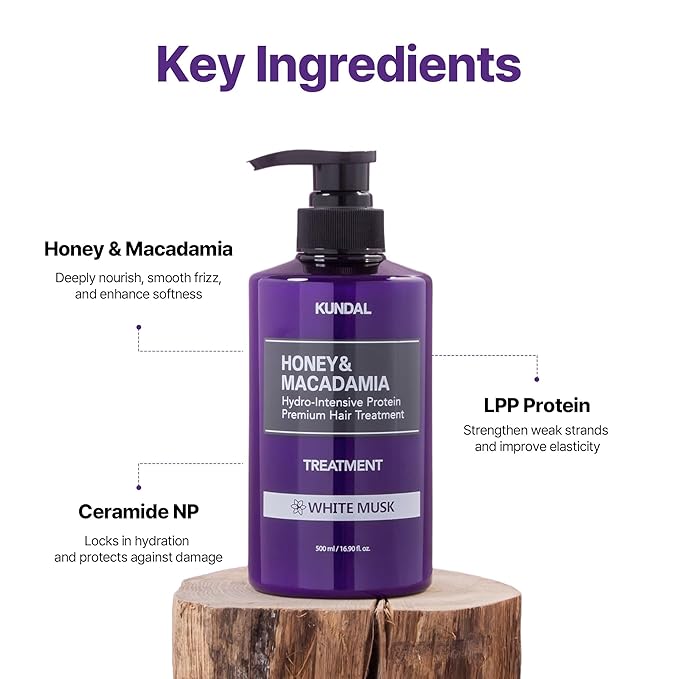 KUNDAL Honey & Macadamia Natural Conditioner, Korean Hair Care Damage Repair, Deep Hydration, Long Lasting Fragrance, with Honey, Argan Oil, Macadamia Oil 16.9fl oz (Baby Powder)