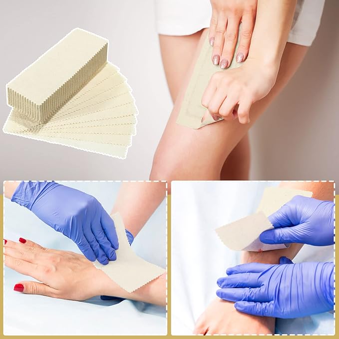 Loopeer 300 Pcs Natural Muslin Epilating Face Wax Strips Hair Removal Eyebrow Precut Body Facial Cotton Wax Cloth Strip for Women Men(8 x 2.8 Inch)