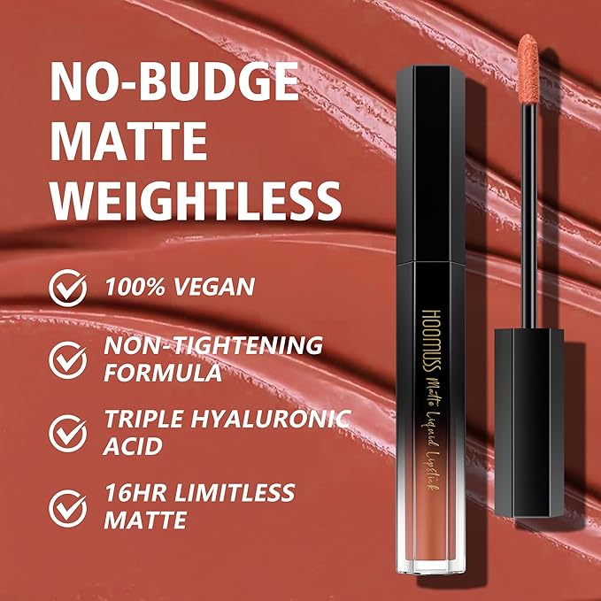 Cinnamon Lipstick Long Lasting, Matte Liquid Lipsticks for Women Non Transfer Smudgeproof Smooth and Easy to Appy Cruelty Free Lip Color, M59 Cinnamon