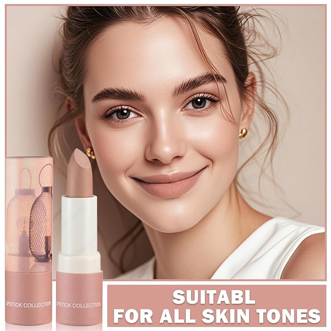 2PCS Matte Nude Lipstick Set Velvet Lip Gloss Nude Lip Stain Paper Tube Lipsticks Non-Stick Cup Waterproof Long Lasting Matte Lipstick for Women Daily Professional Lip Makeup