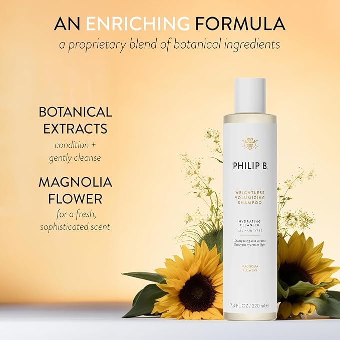 PHILIP B Weightless Volumizing Shampoo, 7.4 fl. oz. (220 ml) - Removes Oil and Product Build-Up, Adds Extra Body, Bounce and Shine