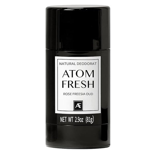 Atom Fresh Natural Deodorant For Woman – 72H Triple Odor Defense – Aluminum-Free, Baking Soda-Free – With Amino Acids, Mineral Powder, Plant-based Starch – Rose Freesia Oud – Skin Safe – 2.9 oz