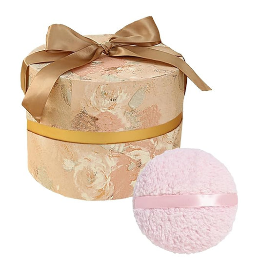 Powder Puff, Large 6'' Body Powder Puff for Dusting Powder, Women Powder Puff with Storage Container for Bath, Body Powder Applicator and Oversize Powder Puffs for Body Powder (Yellow)