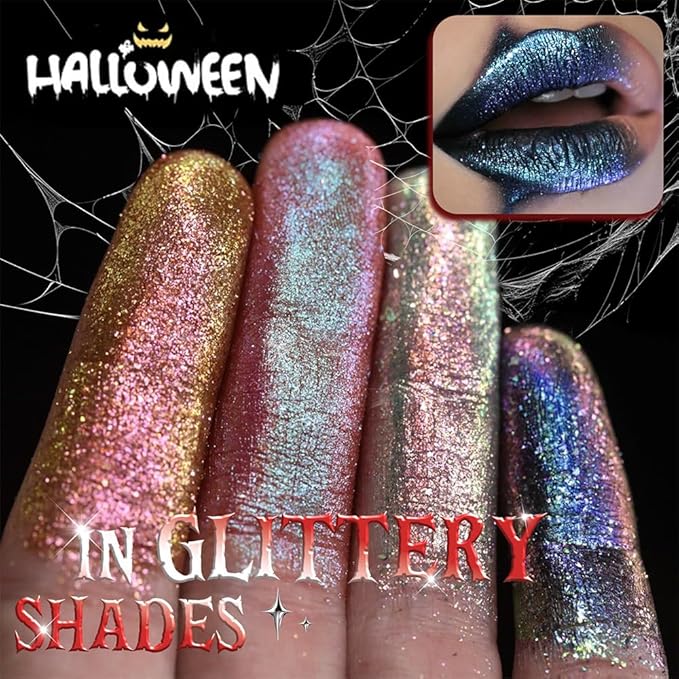 Kaely Glitter Metallic Lipstick, Shimmer Metallic Lipsticks for Women, High Pigmented Lip Gloss Long Lasting Waterproof Smudge Proof, Halloween Makeup, Vegan & Cruelty-Free, 11