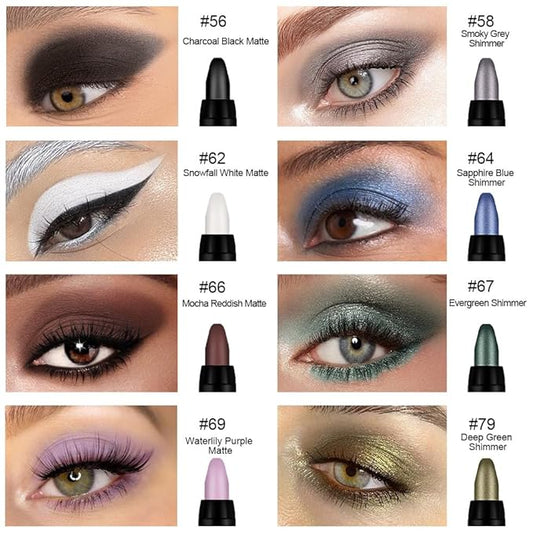 Kaely 8Pcs Cream Eye Shadow Sticks Set, Matte Shimmer Eyeliner Pencil Eyeshadow Palette Makeup, Eye Highlighter Brightener Stick for Older Women Waterproof Pigmented, sombras para ojos, New-10