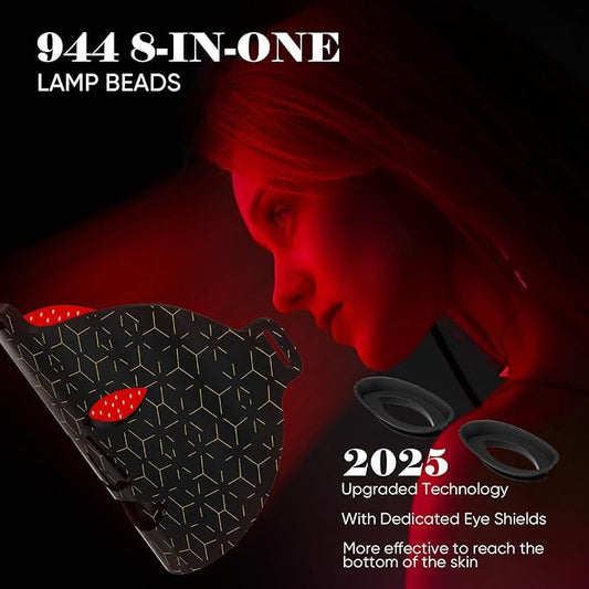 Red Light Therapy for Face, 8 Modes Portable Led Face Mask Light Therapy with Remote, Near-Infrared 850nm Wavelength with Timing Function for Anti-Aging Skincare at Home/Travel/Gift