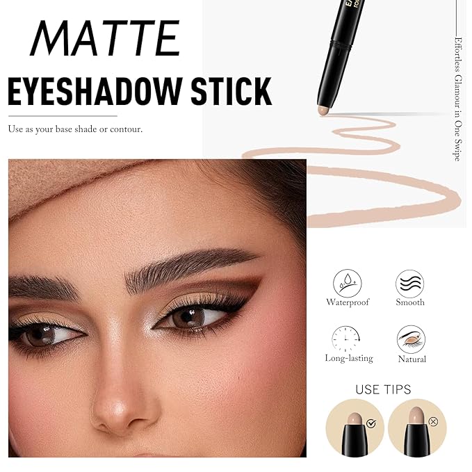 Eyeshadow Stick Matte Eye Brightener Pencil Cream Nude Eye Shadow Base Crayon Long-Lasting Crease-Proof Naked Eyeshadow Blendable High Pigmented Single Eyeliner Makeup for Women, 3 DESERT