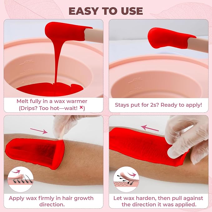 Wax Beads, 2.5 lb/40 oz Hard Wax Beads for Sensitive Skin Brazilian, Bikini, Eyebrow,Body,Legs Waxing, Painless Refill Hard Wax for Hair Removal with 20 Sticks