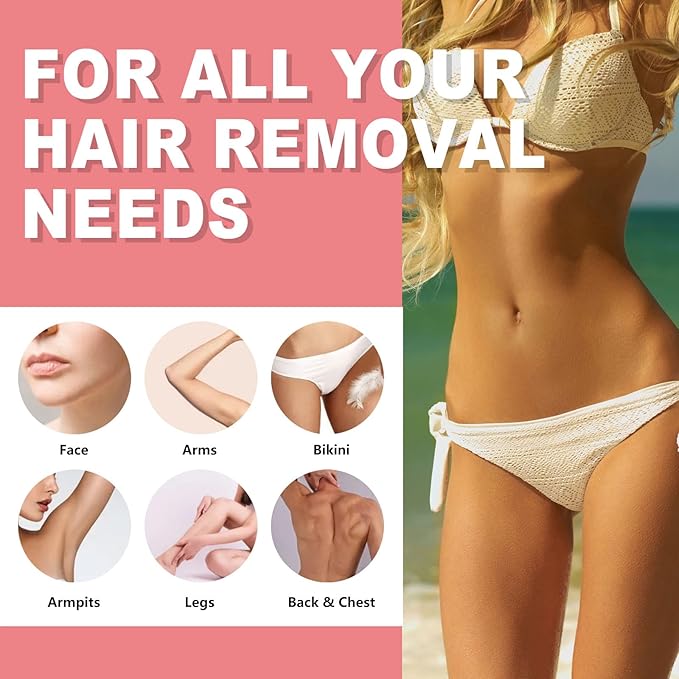 32 oz Hard Wax Beads, 2lb Waxing Beads for Full-Body Hair Removal, Brazilian & Bikini, Legs Underarms Face at Home & Professional Salon Refill Bulk Rosin-Free Natural Wax Bean for Sensitive Skin