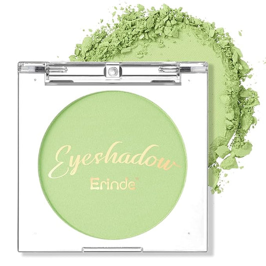 Erinde Single Lime Green Matte Eyeshadow Palette, Velvet Eye Shadow Compact Powder Natural Makeup, Long-Lasting Eye Makeup, Ultra-Blendable, Pigmented Color, Vegan Formula, 05# LIGHT GREEN