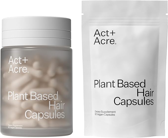 ACT+ ACRE Thick + Full Hair Capsules | Supplement for Thicker, Fuller Looking Hair | Bamboo, Horsetail, Biotin, Vitamin C | Strengthens Roots, Vegan, Gluten-Free, Mint Essenced | 60ct