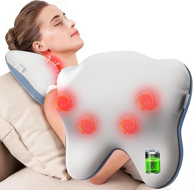 OWAYS Rilassa Cordless Back Massager with Heat, Shiatsu Neck Massager for Pain Relief Deep Tissue, 4D Kneading Massage Pillow for Back, Shoulder, Legs, Relax at Home Office and car