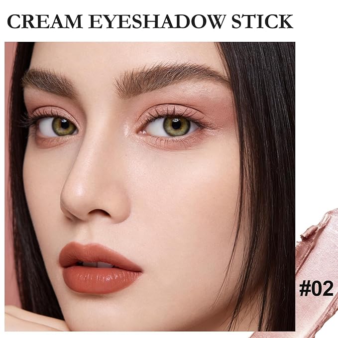 Dual-Ended Cream Eyeshadow Stick, Shimmer Waterproof Long-Lasting Crease-Proof Neutral Eye shadow Pencil for Women, Smooth Blendable Eye Shadow Crayon with Built-in Smudger, 02 Rose Quartz