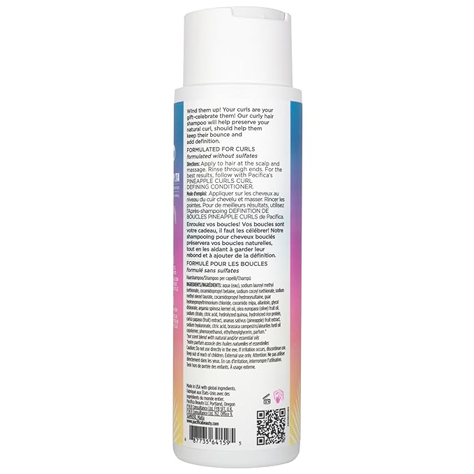 Pacifica Beauty 12.0 Fl Oz Pineapple Curls Curl Enhancing Shampoo - Hydrating & Frizz Control with Argan Oil & Hyaluronic Acid, Vegan + Cruelty Free