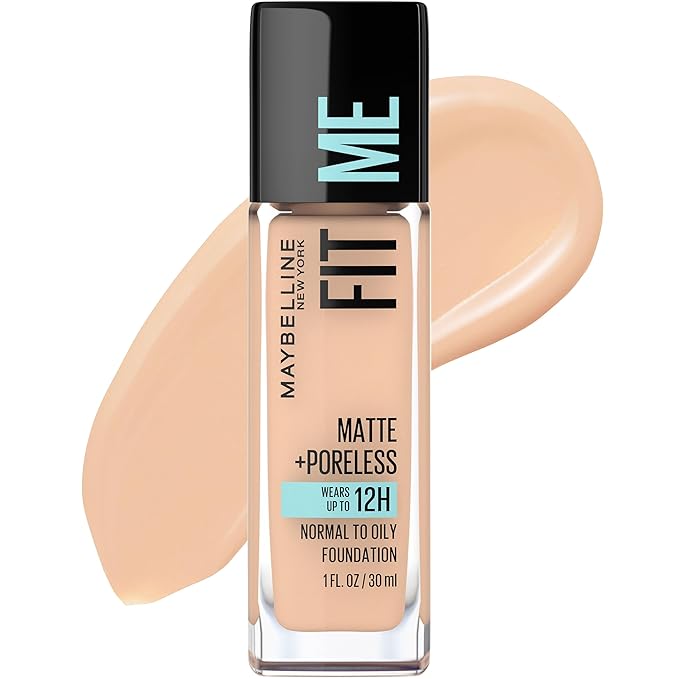 Maybelline Fit Me Matte + Poreless Liquid Oil-Free Foundation Makeup, Nude Beige, 1 Count (Packaging May Vary)