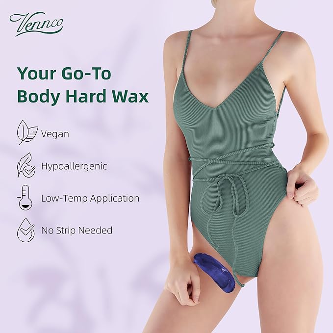 Hard Wax Beads, 1lb Wax Beans with Lavender Essence, Gentle on All Skin Types, Suitable for Legs, Back, Chest, and Bikini, Waxing Beads Refill for Easy Hair Removal at Home