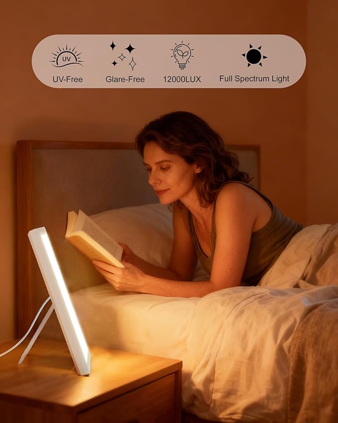 Light Therapy Lamp, 12000 Lux Full Spectum LED Sun Therapy Light with 3 in 1 Mount, Adjustable 10 Brightness/5 Color/Timer/Memory