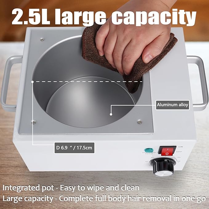 Upgrade Large Wax Warmer for Professional Hair Removal - Single Melter Heater Machine with Non-stick Pot, Facial, Body and SPA Use