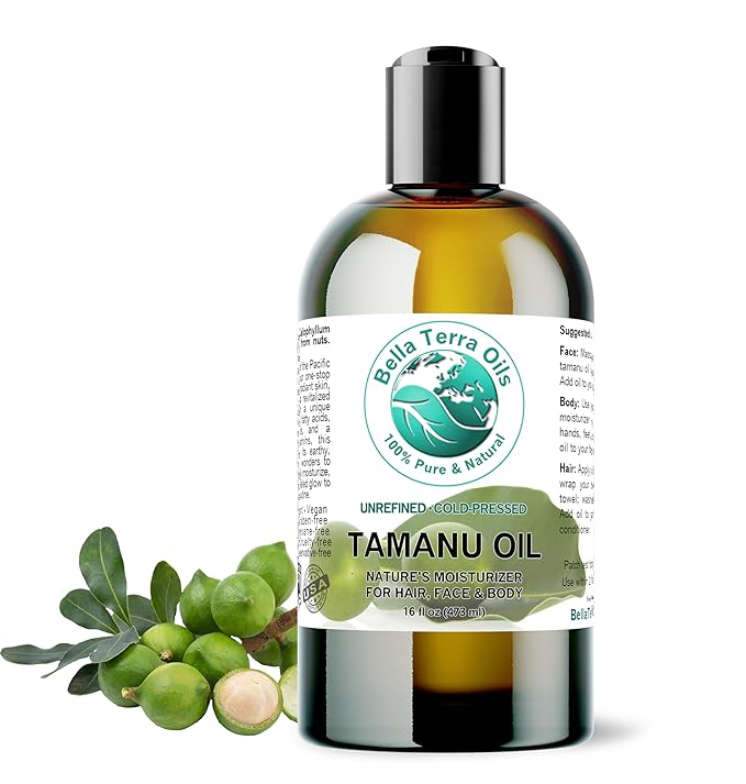 Bella Terra Oils - Organic Tamanu Oil 16 oz - Harness the Power of Nature, Infused with Stearic Acid & Calophyllolide, Perfect Choice for Luxurious Skin Nourishment
