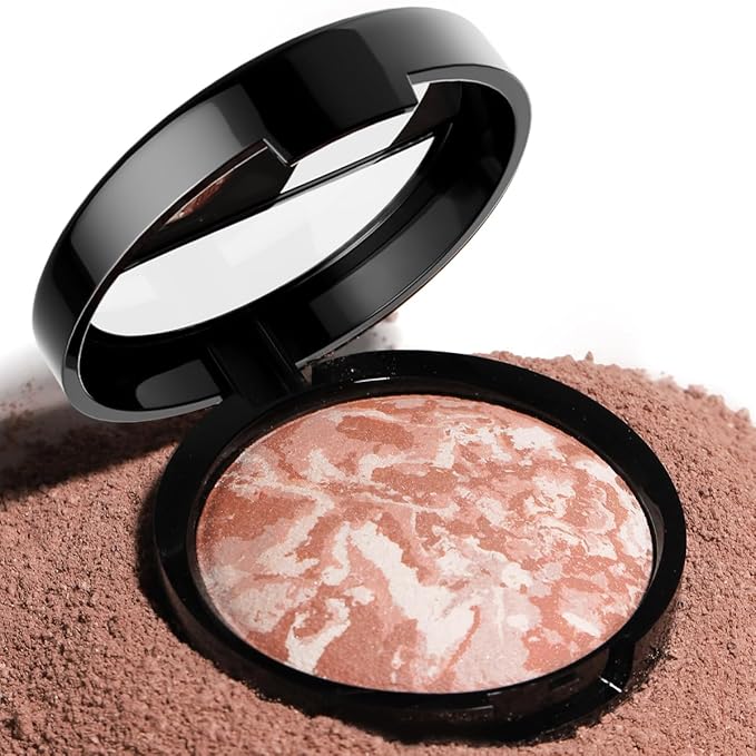 YOUNG VISION Pressed Powder Foundation Makeup, Baked Color Blush & Color Correcting Powder, Buildable Light to Medium Makeup Converage for Face and Cheeks, Matte Finished (Beachy Horizon)