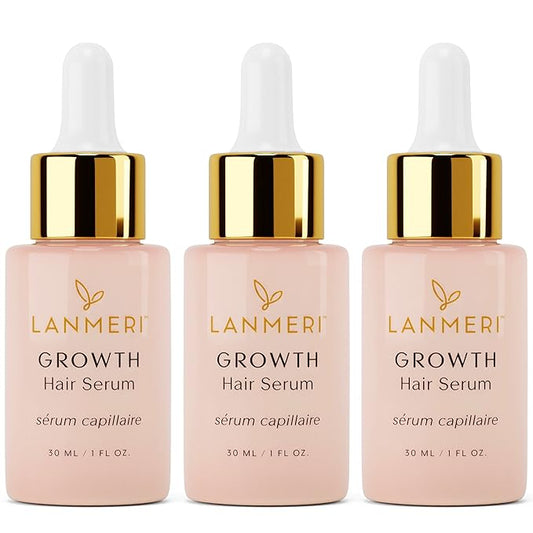 Lanmeri Vegan Hair Growth Serum for Women & Men - Natural Scalp Treatment for Thinning Hair and Hair Regrowth - Fuller-looking, Thicker and Healthier Hair in 90 Days, All Hair Types