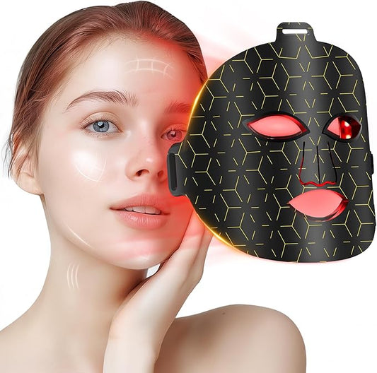 Red Light Therapy for Face, 8 Modes Portable Led Face Mask Light Therapy with Remote, Near-Infrared 850nm Wavelength with Timing Function for Anti-Aging Skincare at Home/Travel/Gift
