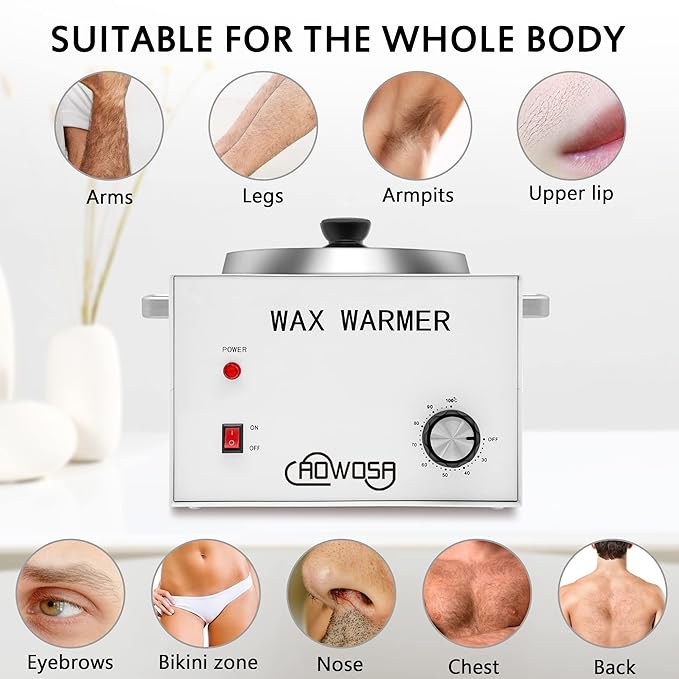Large Single Wax Warmer Professional 3L Electric Wax Heater Machine Hold 5.5 Lbs Wax for Hair Removal, Large Wax Pot Paraffin Facial Skin Body SPA Salon Equipment with 100 Wax Sticks