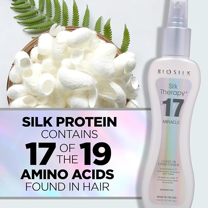 BioSilk Silk Therapy Miracle 17 Leave-In Conditioner, Reconstructs & Repairs Dry & Damaged Hair, Sulfate, Paraben, & Cruelty-Free, 5.64 Oz