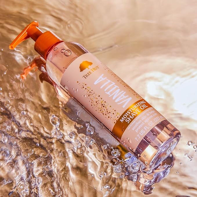 Tree Hut Vanilla Moisturizing Shave Oil, Hydrating Gel-to-Oil Formula for a Close, Smooth Shave, Made with Shea Butter, For All Skin Types, Holiday Gift & Stocking Stuffer, 7.7 fl oz