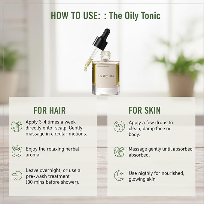 Rosemary Revival Oil Organic – Nourishing Hair & Scalp Oil – Hydrating Botanical Blend with Vitamin E – Conditions, Softens & Adds Shine – Hair Serum for Dry or Damaged Hair – 1.7oz – The Oily Tonic